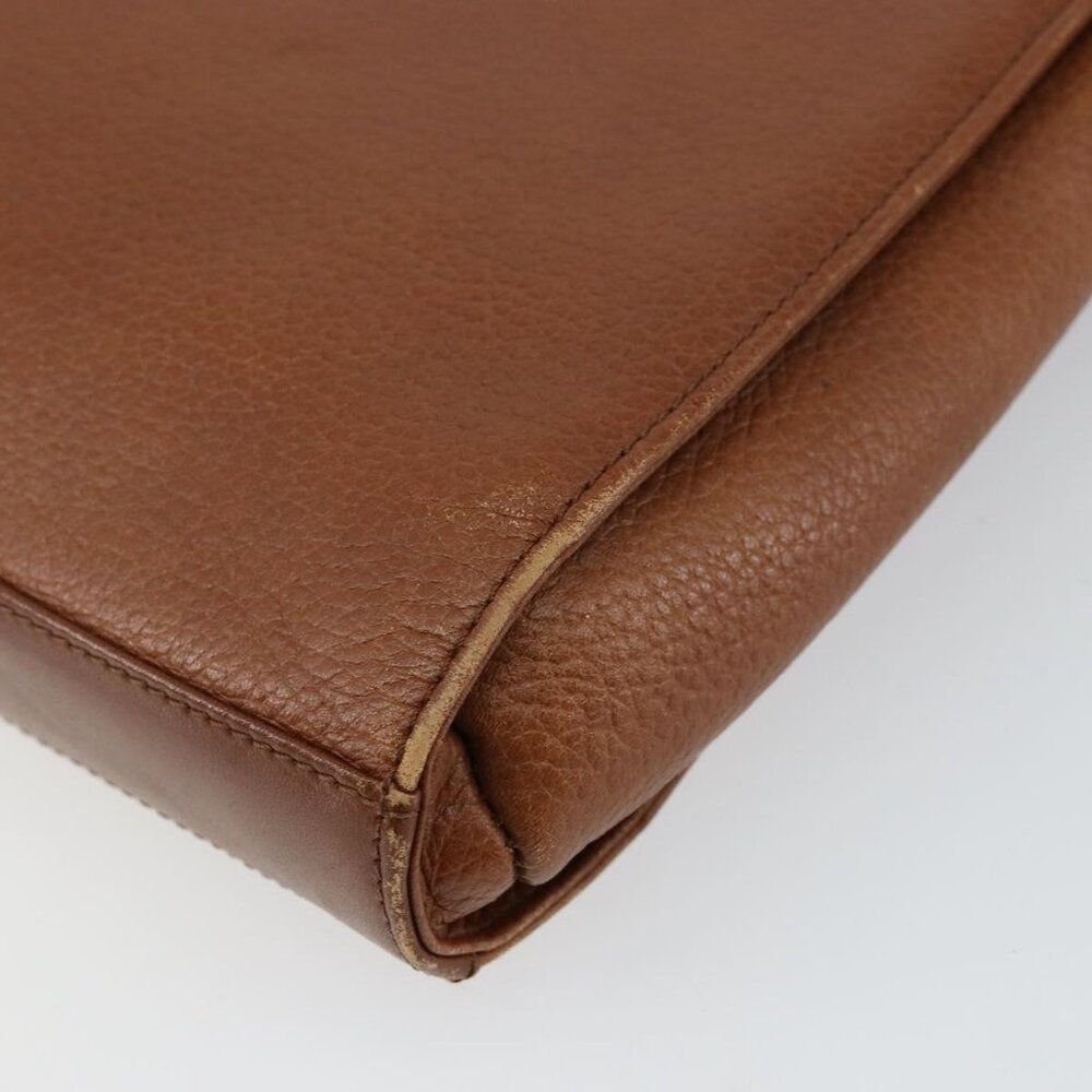 Authentic Burberrys Shoulder Bag Leather Brown Gold - Picture 7 of 16
